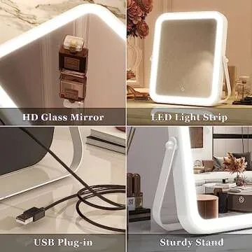 Lighted Vanity Makeup Mirror with Adjustable Brightness