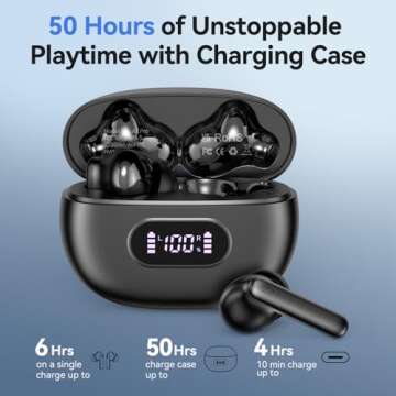 Wireless Earbuds bluetooth 5.4 Headphones Deep Bass and Noise Cancellation, 50 Hrs Playtime Bluetoot...