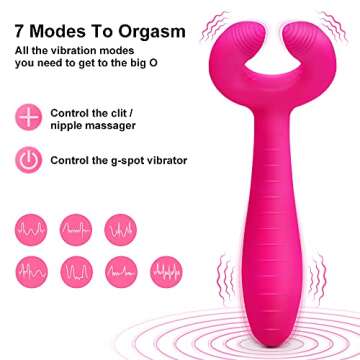 G-spot Dildo Vibrator, Adorime 3 in 1 Triple Motor Vibrating Dildos with 7 Vibration Modes, Rechargeable Clitoris Nipple Penis Massager Stimulator Adult Sex Toy for Women Couple Solo Play Sex Things