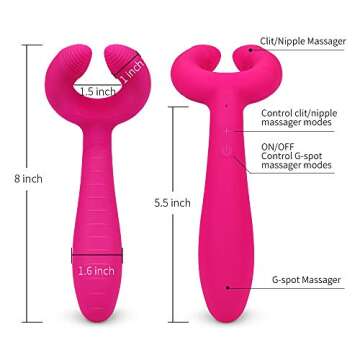 G-spot Dildo Vibrator, Adorime 3 in 1 Triple Motor Vibrating Dildos with 7 Vibration Modes, Rechargeable Clitoris Nipple Penis Massager Stimulator Adult Sex Toy for Women Couple Solo Play Sex Things