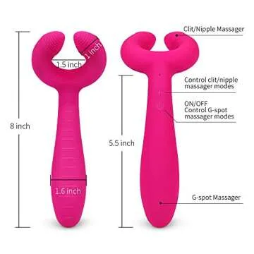 G-spot Dildo Vibrator, Adorime 3 in 1 Triple Motor Vibrating Dildos with 7 Vibration Modes, Rechargeable Clitoris Nipple Penis Massager Stimulator Adult Sex Toy for Women Couple Solo Play Sex Things