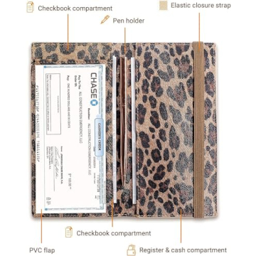 Zreal Stylish Leopard Checkbook Cover with RFID Protection