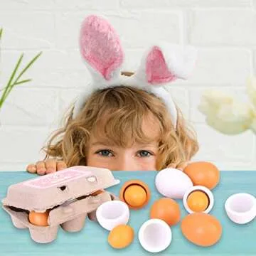 HANSGO Wooden Eggs Set for Creative Pretend Play