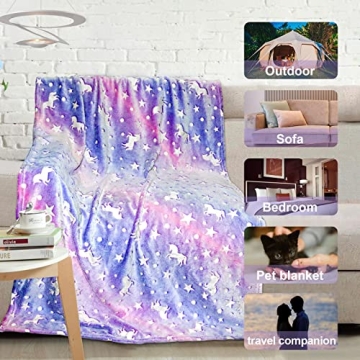 Unicorn Glow Blanket for Kids - Cozy & Fun