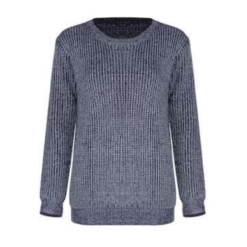 shermie Women's Cute Heart Pattern Elbow Patchwork Knitted Sweaters Long Sleeve Crew Neck Casual Pul...