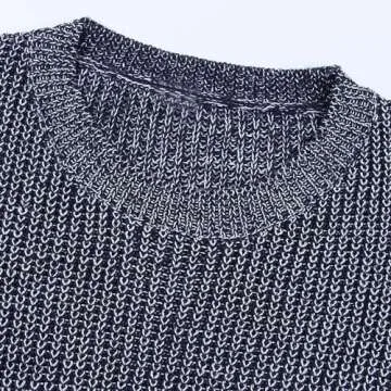 shermie Women's Cute Heart Pattern Elbow Patchwork Knitted Sweaters Long Sleeve Crew Neck Casual Pullover Small Thick Navy