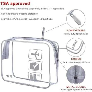 ANRUI TSA Approved Toiletry Bag, Quart Size Travel Toiletry Bags, Clear Toiletry bag Carry On Airpor...