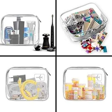 ANRUI TSA Approved Toiletry Bag, Quart Size Travel Toiletry Bags, Clear Toiletry bag Carry On Airport Airline Compliant Bag, Clear Pouch Bag 3 Pack, Grey