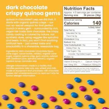 Unreal Dark Chocolate with Crispy Quinoa, Zero Sugar Alcohols, Non-GMO, 5 Oz (Pack of 6)