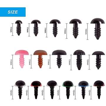 600PCS Plastic Safety Eyes and Noses,6mm-14mm Colorful Crochet Toy Eyes and Noses with Washers for A...