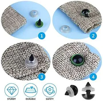 600PCS Plastic Safety Eyes and Noses,6mm-14mm Colorful Crochet Toy Eyes and Noses with Washers for Amigurumi Craft Doll Puppet Plush Animal and Teddy Bear (Coloured)