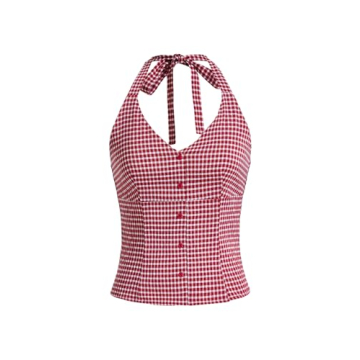 Stylish SweatyRocks Women's Plaid Pattern Halter Top - Comfortable & Versatile