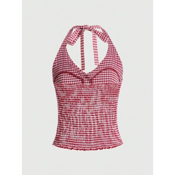 Stylish SweatyRocks Plaid Halter Top for Women