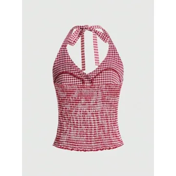 Stylish SweatyRocks Plaid Halter Top for Women