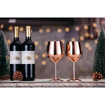 JILLMO Wine Glass, 18 oz Copper Wine Glasses, Set of 2