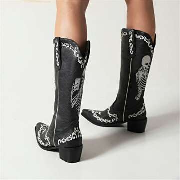 HINDOLA Cowgirl Skull Embroidery Women's Boots