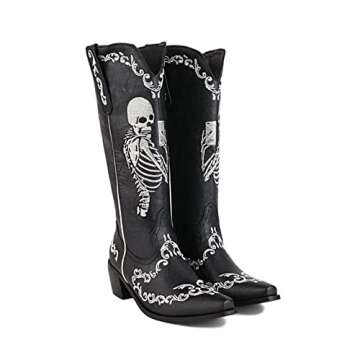 HINDOLA Cowgirl Skull Embroidery Women's Boots