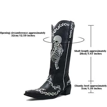 HINDOLA Cowgirl Skull Embroidery Women's Boots