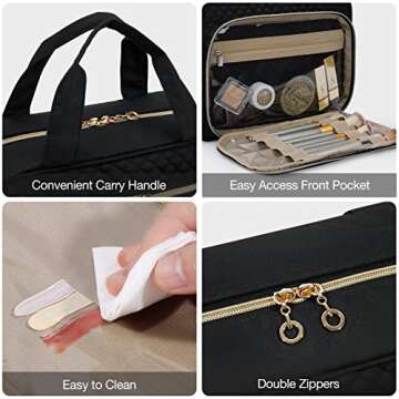 MIZATTO Travel Toiletry Bag, Hanging Travel Makeup Bag Organizer with TSA Approved Transparent Cosmetic Bag for Full Sized Toiletries, Makeup Brushes, Travel Accessories