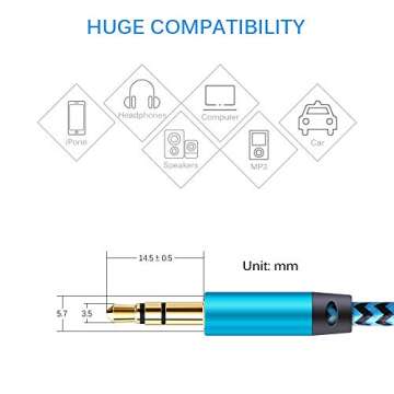 AUX Cord for Car, 6 Pack 3.5mm Auxiliary Audio Cable, Braided Stereo AUX Chords Compatible Headphone...