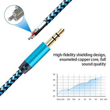 AUX Cord for Car, 6 Pack 3.5mm Auxiliary Audio Cable, Braided Stereo AUX Chords Compatible Headphone Car, iPhone, iPod, iPad, Samsung Galaxy, HTC, LG, Google Pixel, Tablet & More