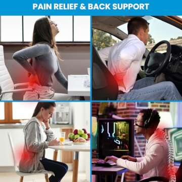 QUTOOL Lumbar Support Pillow for Office Chair Back Support Pillow for Car, Computer, Gaming Chair Me...