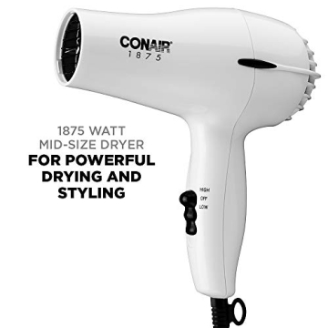 Conair 1875W Mid-Size Hair Dryer - Compact, Lightweight, and Powerful