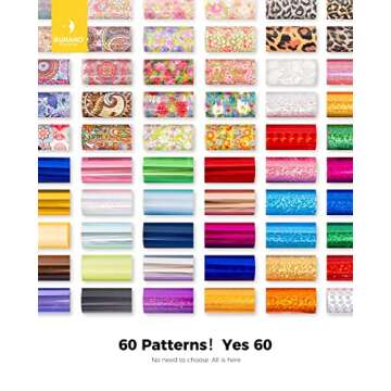 BURANO Nail Art Foil Glue Gel, 15ML 2 Bottles with 60PCS Foils Sticker, Nails Designer Adhesive Tran...