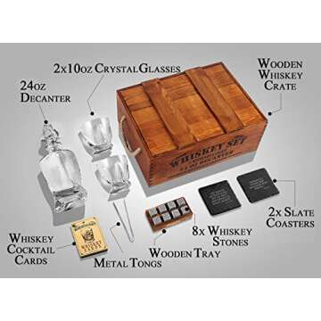 Mixology & Craft Whiskey Decanter & Glasses Set, 17PC - Ideal Gift for Men