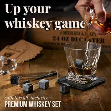Mixology & Craft Whiskey Decanter & Glasses Set, 17PC - Ideal Gift for Men