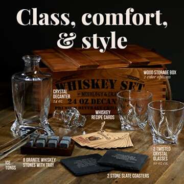 Mixology & Craft Whiskey Decanter & Glasses Set, 17PC - Ideal Gift for Men