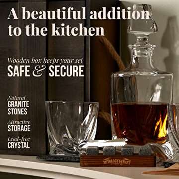 Mixology & Craft Whiskey Decanter & Glasses Set, 17PC - Ideal Gift for Men