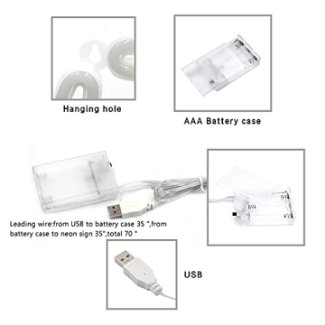 Pink Heart Neon Sign, LED Heart Light Battery Operated or USB Powered Heart Neon Light, Table and Wall Decoration Lights for Valentines Day Wedding Anniversary Girl's Room Party Birthday Home Décor