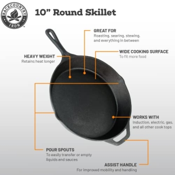 12 Inch Pre-Seasoned Cast Iron Skillet for Versatile Cooking