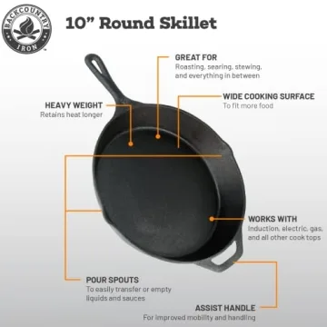 12 Inch Pre-Seasoned Cast Iron Skillet for Versatile Cooking