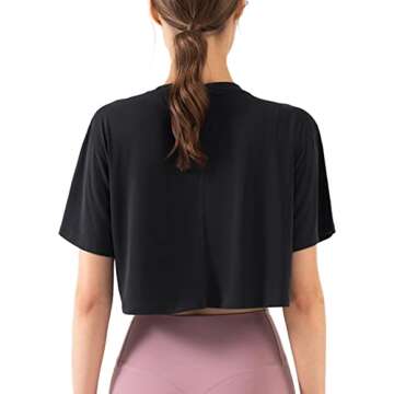 Women's Athletic Crop Tops - Short Sleeve Yoga & Running T-Shirts