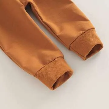 Toddler Infant Baby Boy Clothes Long Sleeve Striped T-Shirt Pullover Tops Solid Pants 2Pcs Fall Winter Outfits (Caramel, 12-18 Months)