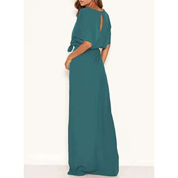 Happy Sailed Women Summer Maxi Dress 2025 Batwing Sleeve Tie Waist Side Split Long Cocktail Party Dr...