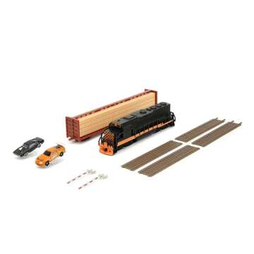 Fast & Furious Final Race Train Nano Scene & 2 1.65" Die-Cast Cars, Toys for Kids and Adults