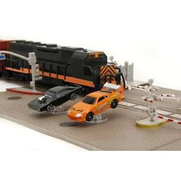 Fast & Furious Final Race Train Nano Scene & 2 1.65" Die-Cast Cars, Toys for Kids and Adults