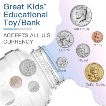 Lefree Big Piggy Bank, Digital Counting Coin Bank,Money Saving Jar,Gift,Powered by 2AAA Battery (Not Included)…