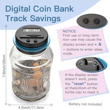 Lefree Big Piggy Bank, Digital Counting Coin Bank,Money Saving Jar,Gift,Powered by 2AAA Battery (Not Included)…