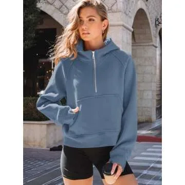 AUTOMET Womens Hoodies Fleece Fall Fashion Outfits Workout Sweatshirts Winter Jackets Oversized Pullover Tops Clothes 2025 Blue S