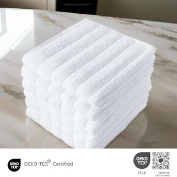 Classic Turkish Towels CTT Luxurious 100% Turkish Cotton Washcloths 6 Pack, Highly Absorbent & Quick Dry, Face Towels Wash Cloths for Hotel, Spa & Gym | 13"x13" (White)