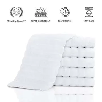 Classic Turkish Towels CTT Luxurious 100% Turkish Cotton Washcloths 6 Pack, Highly Absorbent & Quick Dry, Face Towels Wash Cloths for Hotel, Spa & Gym | 13"x13" (White)