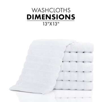 Classic Turkish Towels CTT Luxurious 100% Turkish Cotton Washcloths 6 Pack, Highly Absorbent & Quick Dry, Face Towels Wash Cloths for Hotel, Spa & Gym | 13"x13" (White)