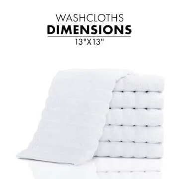 Classic Turkish Towels CTT Luxurious 100% Turkish Cotton Washcloths 6 Pack, Highly Absorbent & Quick Dry, Face Towels Wash Cloths for Hotel, Spa & Gym | 13"x13" (White)