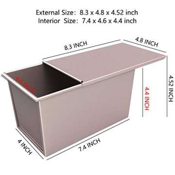 CHEFMADE Loaf Pan with Lid, Non-Stick Bakeware Carbon Steel Bread Rectangle Flat Toast with Cover fo...