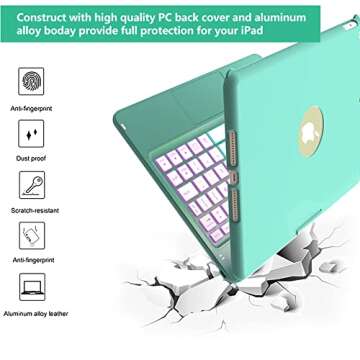 HOTLIFE Keyboard Case for iPad 10.2 - Keyboard for iPad 9th Generation & 8th & 7th Gen - Touch Keyboard - 360° Rotatable Protective Cover with Pencil Holder - Backlight Wireless Keyboard for iPad 9