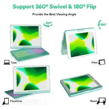 HOTLIFE Keyboard Case for iPad 10.2 - Backlit, Rotatable, Protective